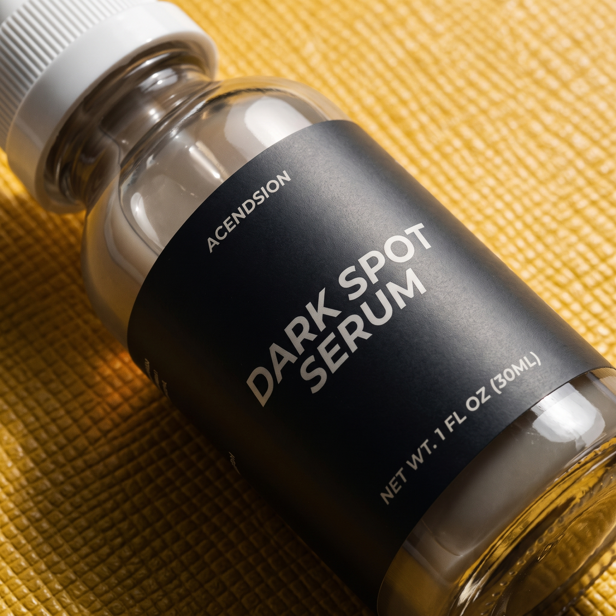 Close-up of the dark spot serum label