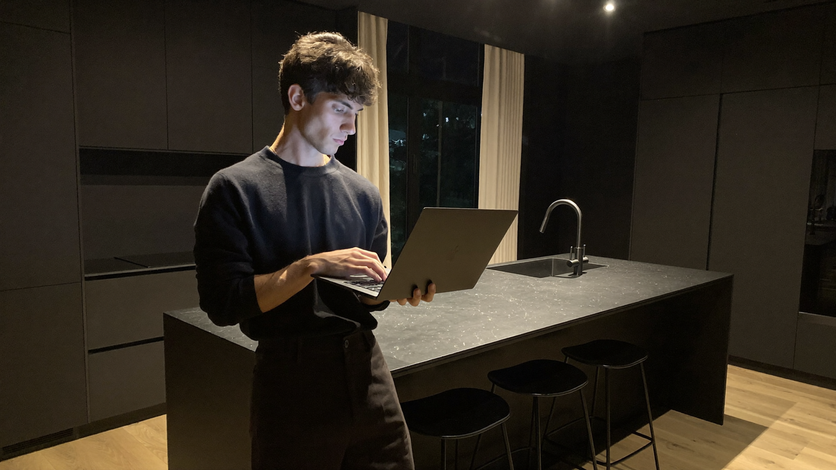 Man working at a laptop