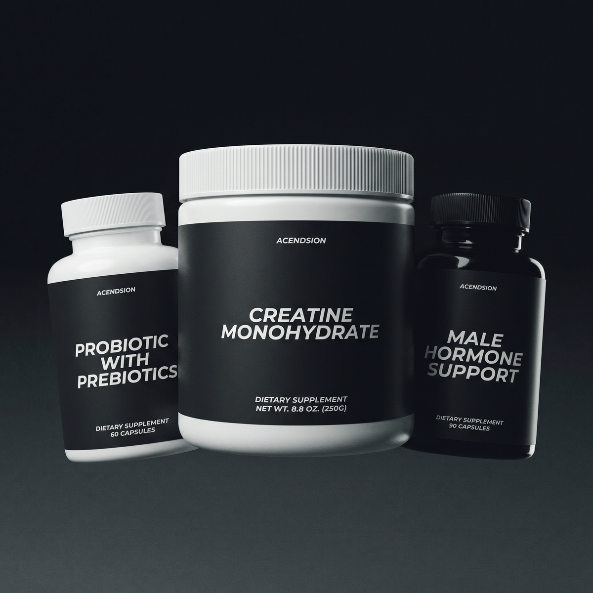 Gym stack — creatine, hormone support and probiotic