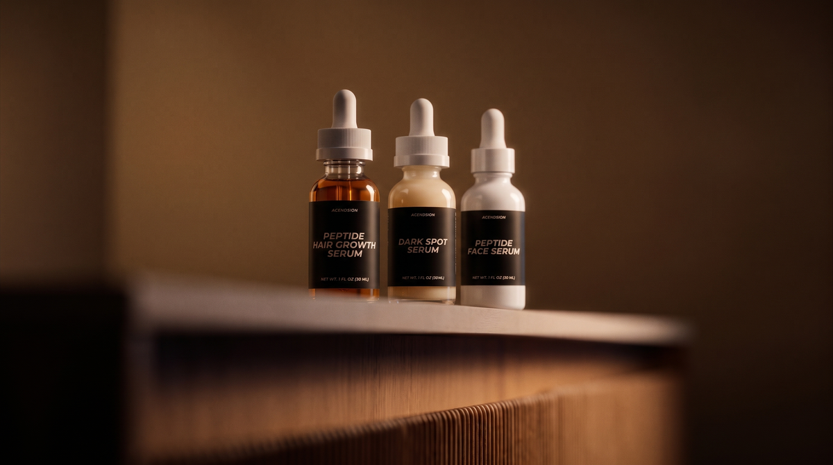 Looks stack serums on a dark surface