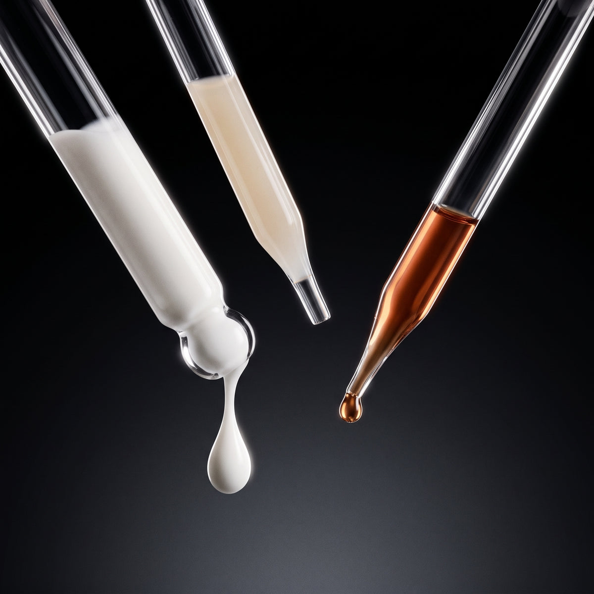 Looks stack serums arranged on a flat surface